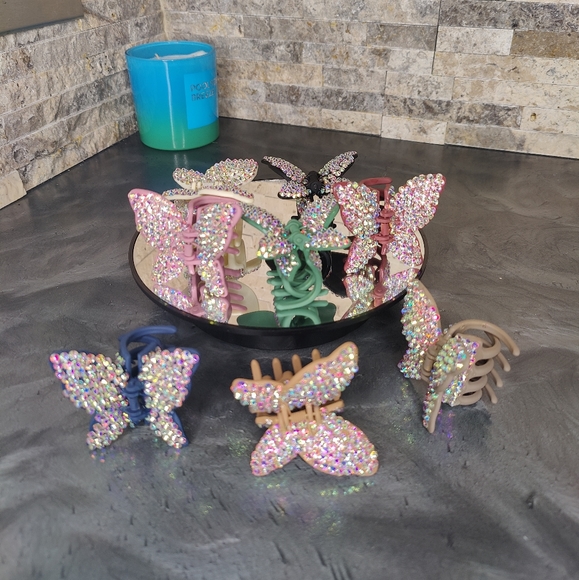 2 Iridescent Butterfly Hair Clips - Picture 3 of 16